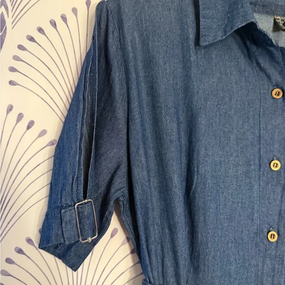 Indigo & Lace  Blue Denim Midi Dress with Belt Womens size medium Macy’s - Picture 5 of 7